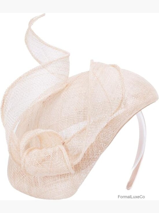 Sinamay Teardrop Fascinator Hat Bridal Cocktail Horse Racing Headband main image 7